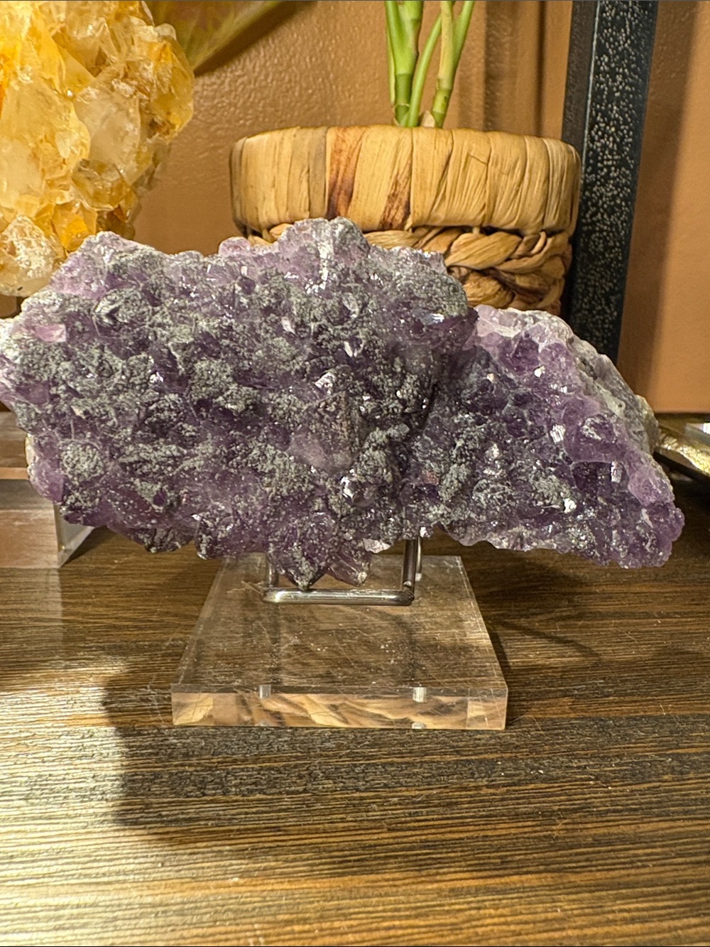 Amethyst coated with pyrite
